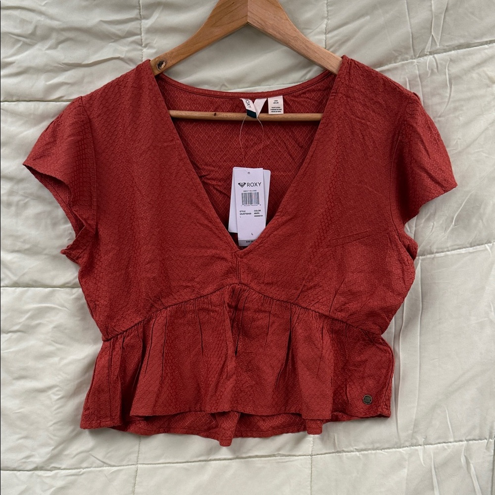 Roxy Women's Rust V-Neck Blouse